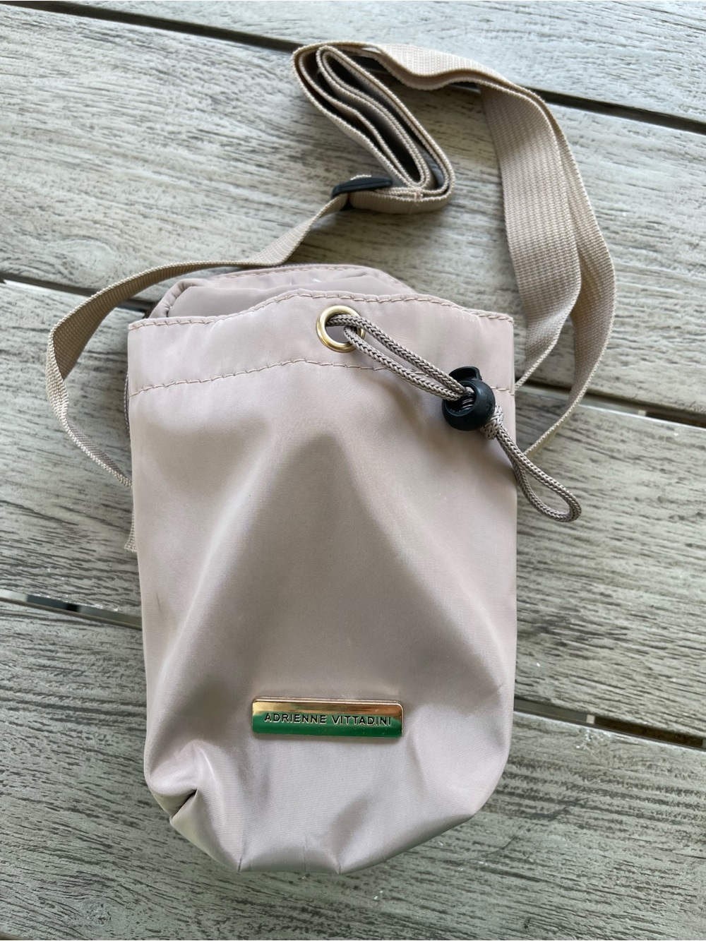 Adrienne Vittadini Beige Taupe Smartphone & Water Bottle Crossbody Bag